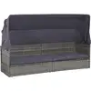 Image de Lit De Jardin Avec Auvent Gris 205x62 Cm Résine Tressée Vidaxl