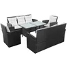 Image de vidaXL Canapés dExtérieur 5 pcs Résine Tressée Noir et Blanc Crème Mobilier 43972