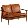 Image de vidaXL Canapé à 2 places Cuir véritable avec bois dacacia Marron