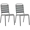 Image de Chaises Empilables De D'extérieur Lot De 2 Acier Gris Vidaxl