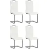 Image de Chaises À Manger Cantilever Lot De 4 Blanc Similicuir Vidaxl
