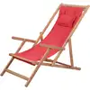 Image de Chaise Pliable De Plage Tissu Et Cadre En Bois Rouge Vidaxl