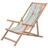 Image de vidaXL Chaise pliable de plage Tissu et cadre en bois Multicolore