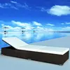 Image de Chaise Longue Avec Coussin Résine Tressée Marron Vidaxl