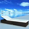 Image de vidaXL Chaise longue avec coussin Résine tressée Marron 44403
