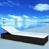 Image de Chaise Longue Avec Coussin Résine Tressée Noir Vidaxl