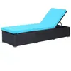 Image de Chaise longue amovible avec coussin - Noir / bleu - 195 x 60 x 31 cm