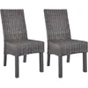 Image de Chaises À Manger Lot De 2 Marron Rotin Kubu Et Bois D'acajou Vidaxl
