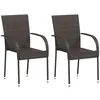 Image de vidaXL Chaises empilables dextérieur lot de 2 Résine tressée Marron 44237