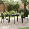 Image de vidaXL Chaises empilables dextérieur lot de 2 Résine tressée Noir 44238