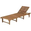 Image de Chaise longue pliable en acacia - Marron - 200 x 61 cm