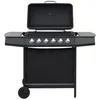 Image de vidaXL Barbecue au Gaz 6 Zones de Cuisson Acier Noir Cuisine Jardin Terrasse 44282