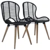Image de Chaises À Manger Lot De 2 Noir Rotin Naturel Vidaxl