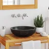 Image de vidaXL Évier Marbre Noir Pierre Naturelle Lave-Mains Lavabo Salle de Bain 142774