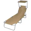 Image de vidaXL Chaise Longue Pliable Auvent Taupe Bain de Soleil Transat de Jardin 44292