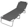 Image de vidaXL Chaise Longue Pliable Dossier Réglable Gris Jardin Bain Soleil Transat 44293