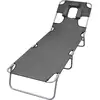Image de Chaise Longue Pliable Et Coussin De Tête Dossier Réglable Gris Vidaxl