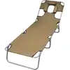 Image de Chaise Longue Pliable Et Coussin De Tête Dossier Réglable Taupe Vidaxl