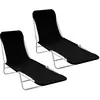 Image de Chaises Longues Pliables Lot De 2 Acier Et Tissu Noir Vidaxl
