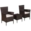 Image de vidaXL Mobilier de bistro 3 pcs Résine tressée Marron 44093