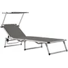 Image de Chaise Longue Pliable Avec Toit Aluminium Et Textilène Gris Vidaxl