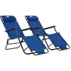 Image de Chaises Longues Pliables 2 Pcs Avec Repose-pied Acier Bleu Vidaxl