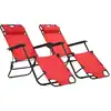 Image de Chaises Longues Pliables 2 Pcs Avec Repose-pied Acier Rouge Vidaxl