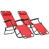 Image de Chaise longue - VIDAXL - Set de 2 - Rouge - Acier enduit de poudre - Pliable et réglable