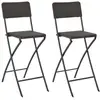 Image de Chaise De Bar Pliable Lot De 2 Pehd Et Acier Aspect De Rotin Vidaxl