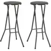 Image de Tabouret De Bar Pliable Lot De 2 Pehd Et Acier Aspect Rotin Vidaxl