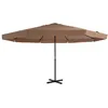 Image de Parasol D'extérieur Avec Poteau En Aluminium 500 Cm Taupe Vidaxl
