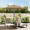 Image de Parasol D'extérieur Avec Led Et Mât En Acier 300 Cm Taupe Vidaxl