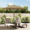 Image de vidaXL Parasol dextérieur avec LED et mât en acier 300 cm Taupe 44512