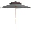 Image de Parasol À Deux Étages Avec Mât En Bois 270 Cm Anthracite Vidaxl