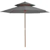 Image de vidaXL Parasol à Deux Étages avec Mât en Bois Pare-soleil de Patio Abri de Soleil Parasol de Plage Jardin Terrasse 44519