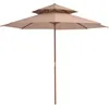 Image de Parasol À Deux Étages Avec Mât En Bois 270 Cm Taupe Vidaxl