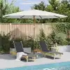 Image de Parasol D'extérieur Avec Mât En Bois 350 Cm Blanc Sable Vidaxl