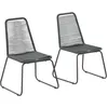Image de Chaises D'extérieur Lot De 2 Résine Tressée Noir Vidaxl