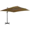 Image de Parasol De Jardin En Porte-à-faux Et Poteau En Aluminium Taupe Vidaxl