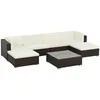 Image de vidaXL Salon de jardin 7 pcs avec coussins Résine tressée Marron