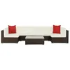 Image de vidaXL Salon de jardin 7 pcs avec coussins Résine tressée Marron