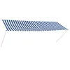 Image de vidaXL Auvent Rétractable 350x150 cm Bleu et Blanc Store Abri Soleil Jardin 143750