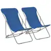 Image de Chaises De Plage Pliables Lot De 2 Acier Et Tissu Oxford Bleu Vidaxl