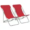 Image de Chaises De Plage Pliables Lot De 2 Acier Et Tissu Oxford Rouge Vidaxl