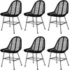 Image de Chaises À Manger Lot De 6 Noir Rotin Naturel Vidaxl