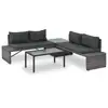Image de Salon De Jardin 3 Pcs Avec Coussins Résine Tressée Gris Vidaxl