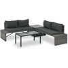 Image de vidaXL Salon de jardin 3 pcs avec coussins Résine tressée Gris