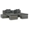 Image de Salon De Jardin 4 Pcs Avec Coussins Résine Tressée Gris Vidaxl