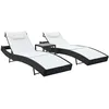 Image de Chaises Longues Lot De Avec Table Résine Tressée Textilène Noir Vidaxl