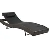 Image de Chaise Longue Résine Tressée Et Textilène Marron Vidaxl